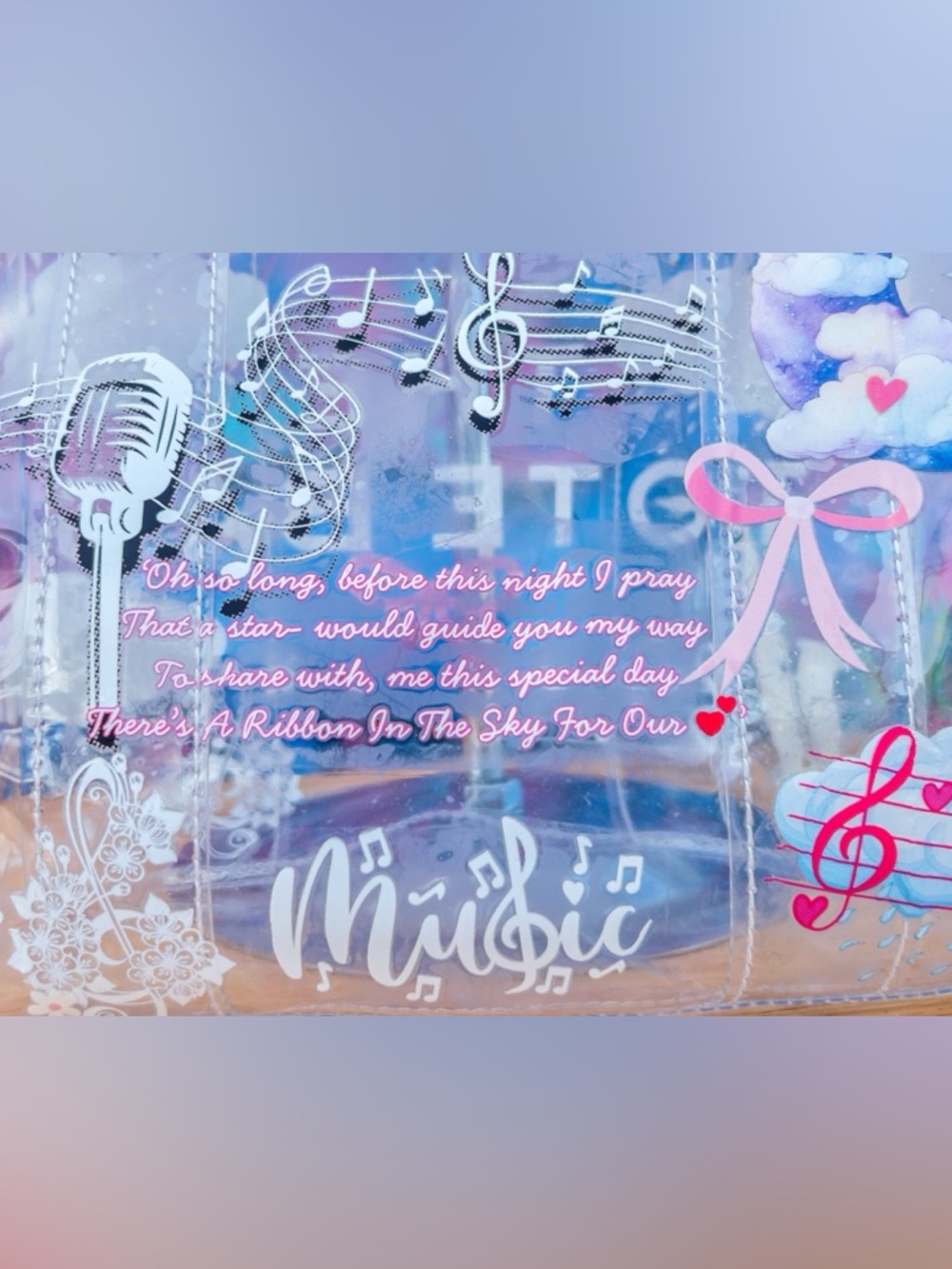 ‘GEMSTONE RIBBON’ Clear Medium Tote Bag 10” - Picture 6 of 8